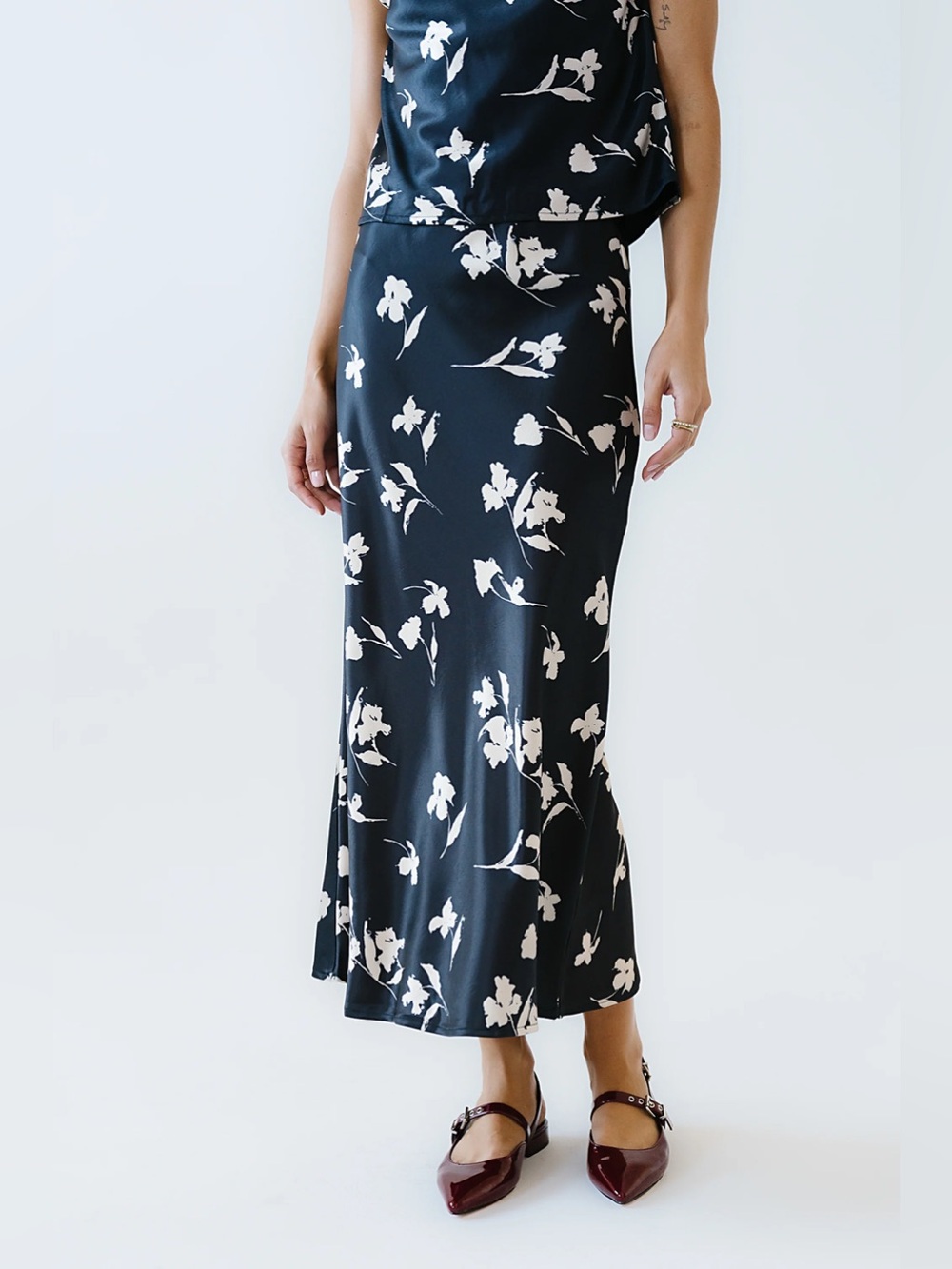 Floral Maxi Skirt in Black